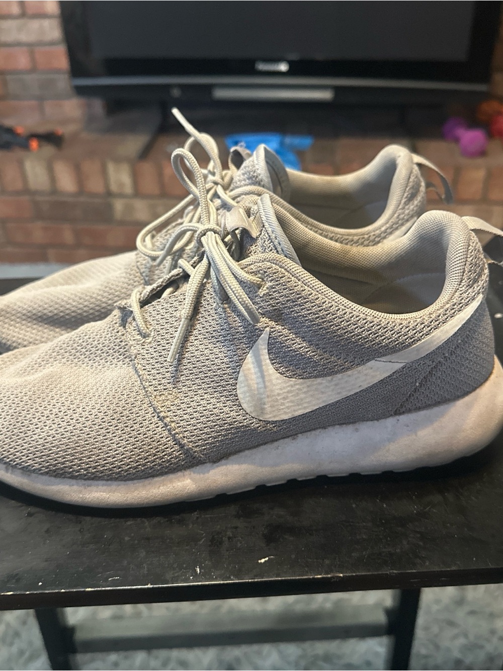 Nike Light Gray Mesh Athletic Sneakers with White Swoosh